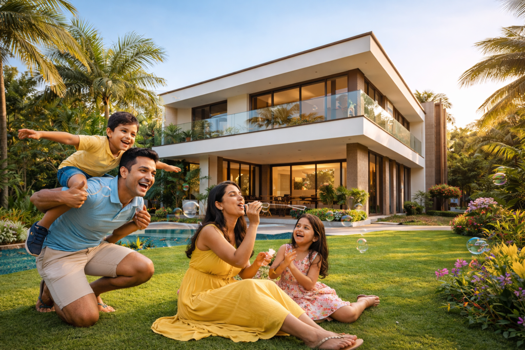 Family enjoying family time in their private villa