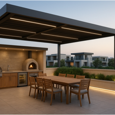 Barbeque & Outdoor Kitchen Terrace Barbeque & Outdoor Kitchen Terrace Design for 2 Oakland Estates villa in Bangalore.