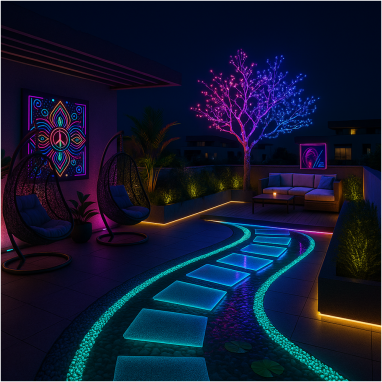 Midnight LED Fantasy Terrace Midnight LED Fantasy Terrace Design for 2 Oakland Estates villa in Bangalore.