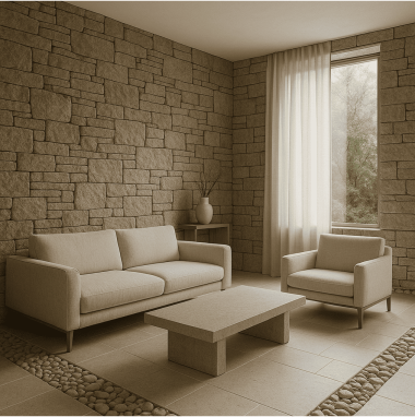 Organic Stone Sanctuary Organic Stone Sanctuary Living Room for 2 Oakland Estates villa in Devanahalli