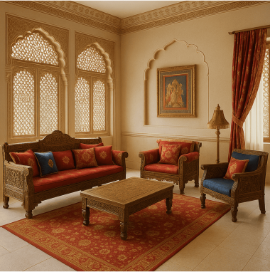 Royal Indian Heritage Royal Indian Heritage Living Room for 2 Oakland Estates villa in Bangalore