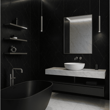 Black Marble Contemporary Black Marble Contemporary Bathroom Design for 2 oakland Estates villa in Bangalore