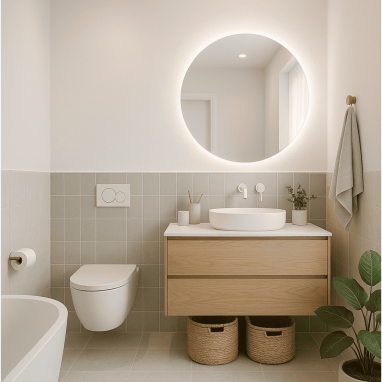 Scandinavian Calm Scandinavian Calm Bathroom Design for 2 Oakland Estates villa in North Bangalore.