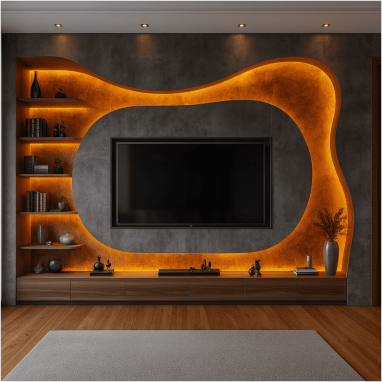 Floating Frame Illusion Wall Premium indoor entertainment area inside modern villas in Sadahalli