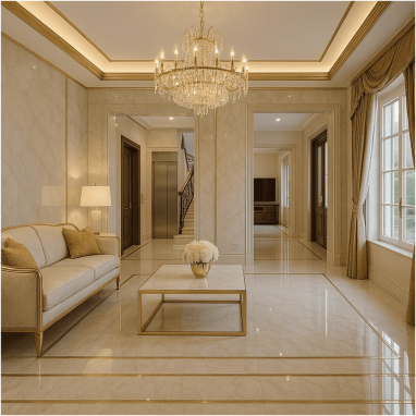Imperial Marble Luxe Living Room for 2 Oakland Estates villa in North Bangalore