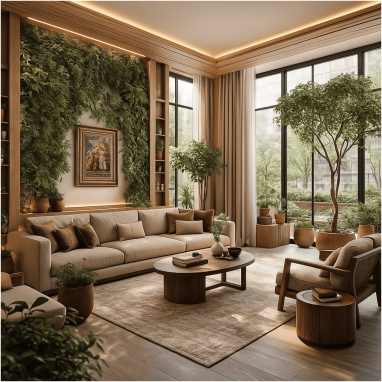 Green Urban Botanical Living Room for 2 Oakland Estates villa in North Bangalore