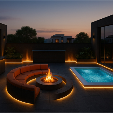 Fire & Ice Lounge (Luxury Dual-Theme Terrace) Design for 2 Oakland Estates villa in Bangalore