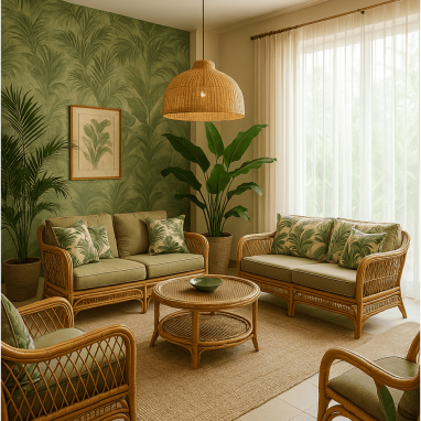 Tropical Modern Retreat Living Room for 2 Oakland Estates villa in Bangalore