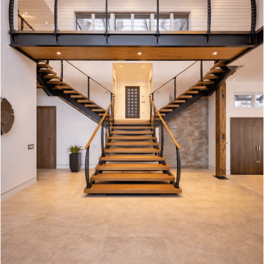 Japanese zen timber stair idea for villa in north bangalore