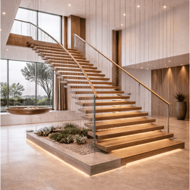 suspended cable stair theme idea for villas in devanahalli