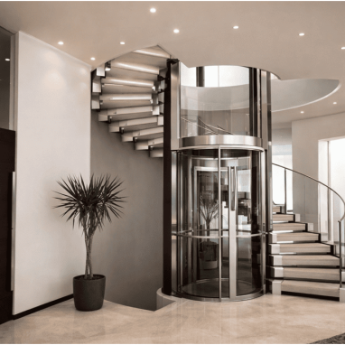 Industrial luxe steel stair case idea for villas in sadahalli