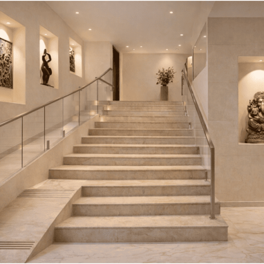 Art integrated gallery stairs for villa in north bangalore